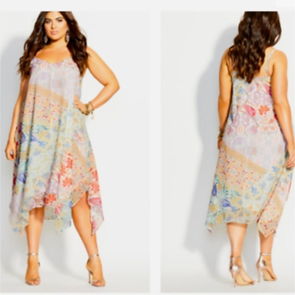 City Chic Women's Zambia Dress plus 16 Loose Shift Adjustable Straps midi NWT